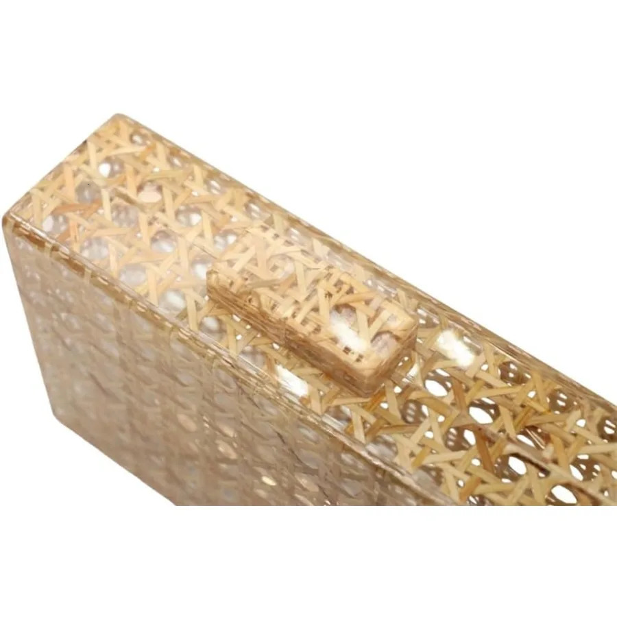 Ship from US Womens acrylic handbag Rattan womens square box cross shoulder bag 250227FBB