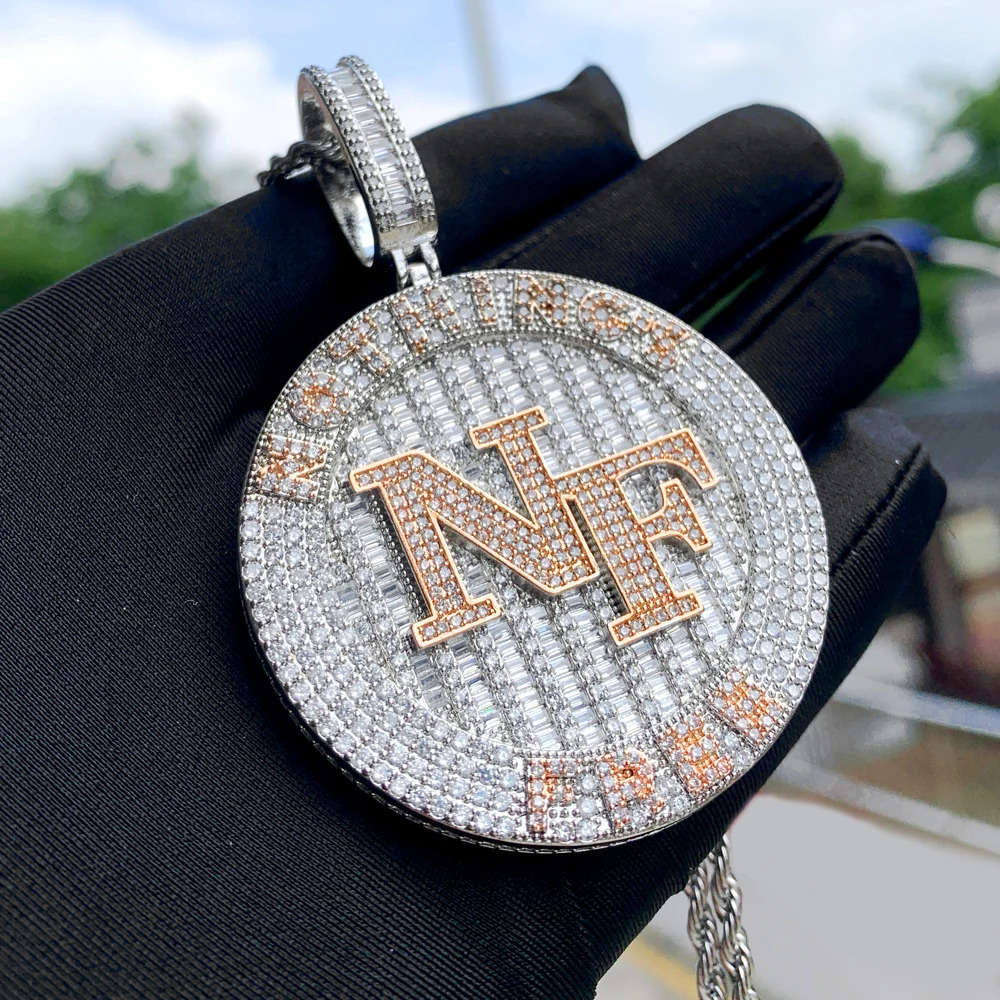 Bling Full CZ Paved Letters Nothing Is Free NF Necklace Personalized Pendant Rope Chain Iced Out Cubic Zircon Hip Hop Jewelry 250227