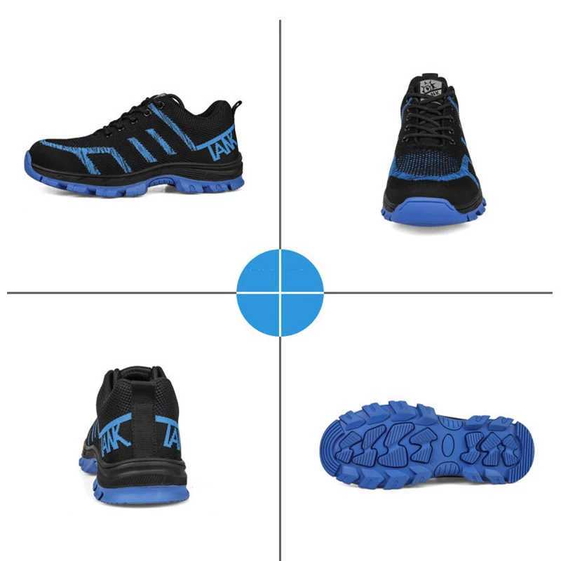 Knit Safety Shoes Solid Soles Mens Breathable Work Sneakers Steel Toe Anti-smash Safety Shoes Puncture-Proof Protective Shoes Z250227