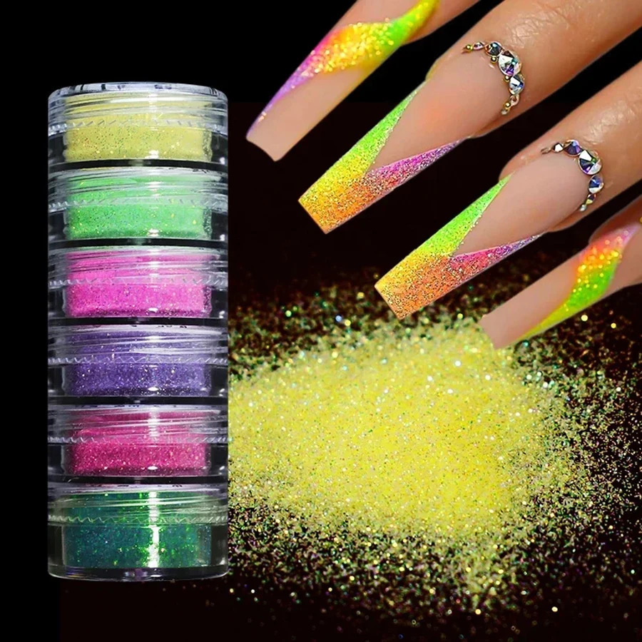 12 Colors Nail Powder Nail Glitter Shining Sugar Colorful Powder Candy Coat Sparkly Pigment Nail Charms Nail Art Decoration 250227
