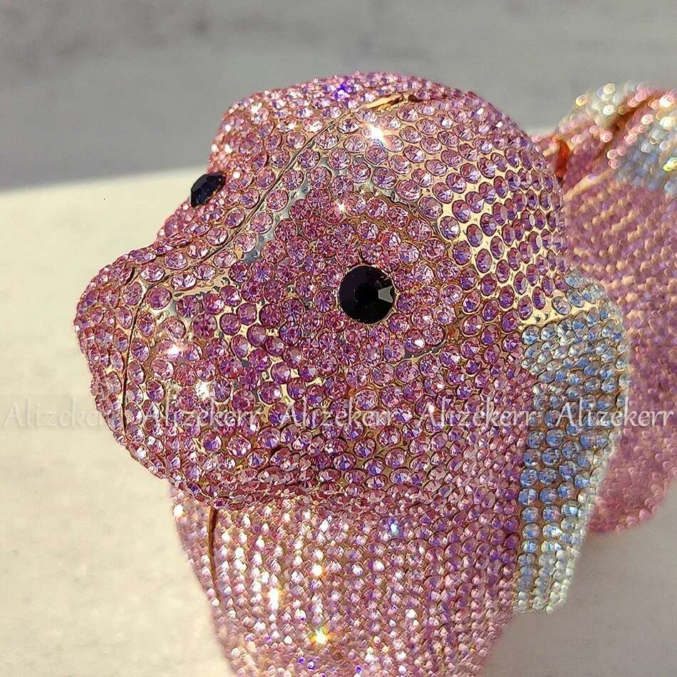 Alizekerr Dog Shaped Crystal Evening Bags Women Gorgeous Boutique Unique Rhie Purses And Handbags Wedding Party