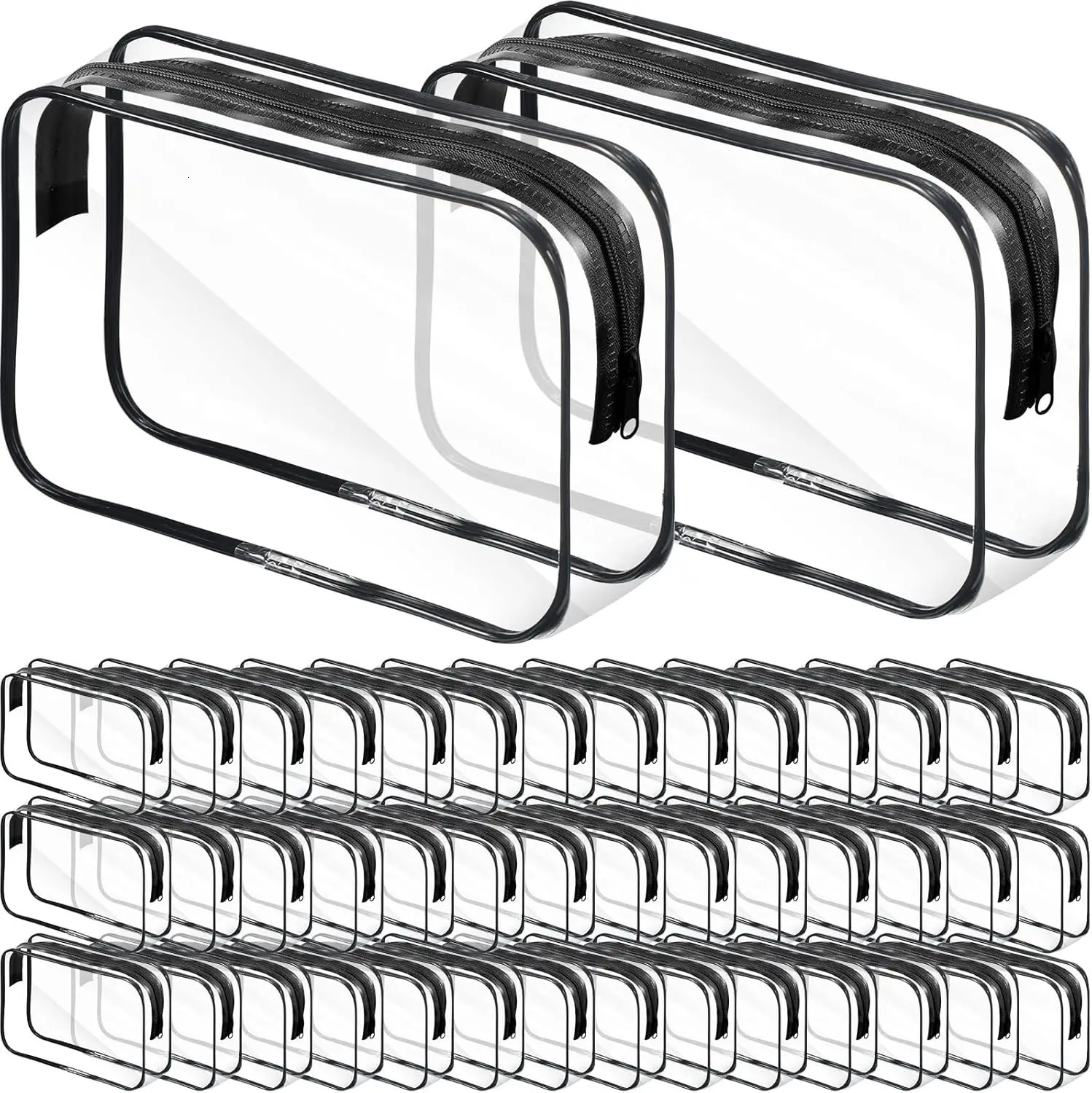 Ship from US 36 Pieces Clear Makeup Bags Bulk Travel Toiletry Transparent Cosmetic Pouches with Zipper Waterproof Portable PVC 250227FBB