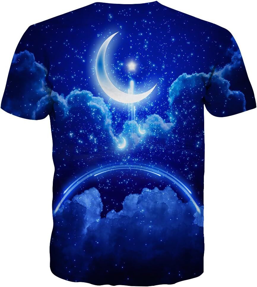 Mens T shirt Unisex 3D Graphic Print Shirts for Mens Women Casual Short Sleeve Tee Shirts Top tee Casual tops summer clothes Moon pattern