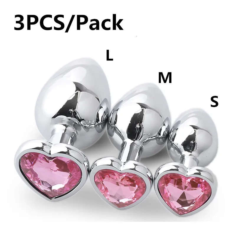 Anal Plug Heart 3 Sizes Stainless Steel Crystal Anal Plug Removable Butt Plug Stimulator Anal Sex Toys Prostate Massager Dildo 250227