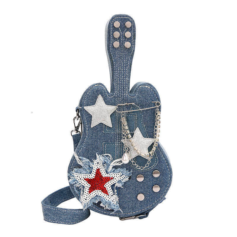Small niche design women's creative guitar crossbody internet famous street spicy girl hip-hop style shoulder bag, 2024 new casual versatile fash