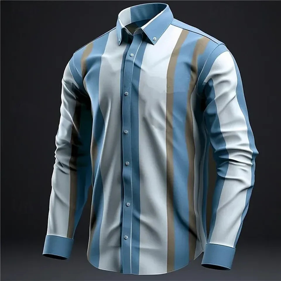 Striped shirt selling mens shirt retro three-dimensional party comfortable soft outdoor street top plus size factory d 250224