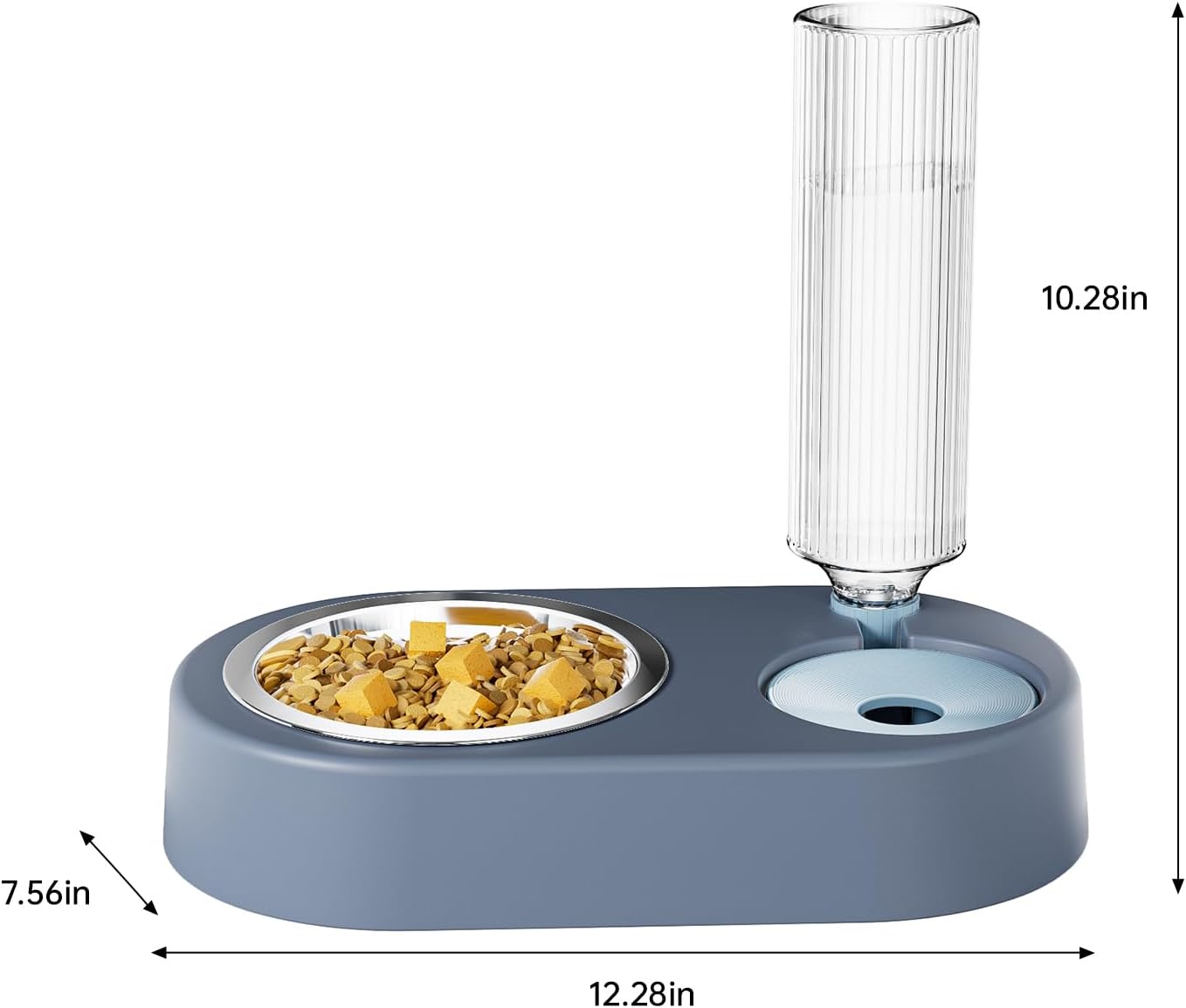 Automatic dog and cat food and water dispenser set, pet food bowl set with automatic water bottle, suitable for small or medium sized dog and cat