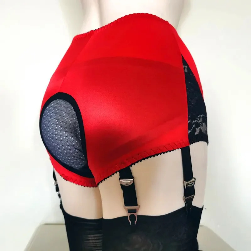 Black Red Floral Wedding Lingerie Garter Belt High Waist Sexy Lace Garter for Stockings 4 Straps Women Adjustable Suspender Belt 250227