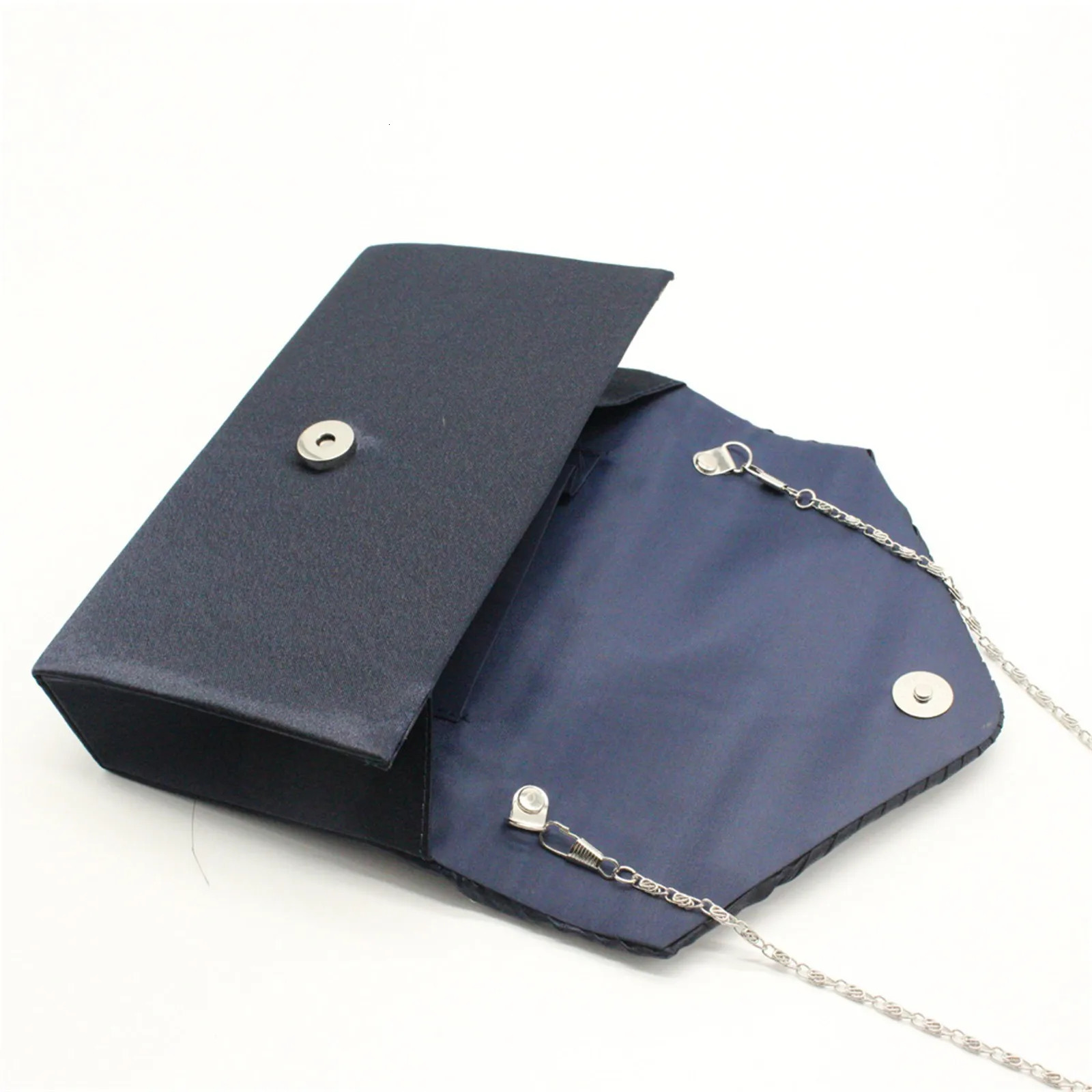 Womens fashionable and elegant clutch trend satin rhinestone shoulder bag thin chain party banquet dress matching evening 250326