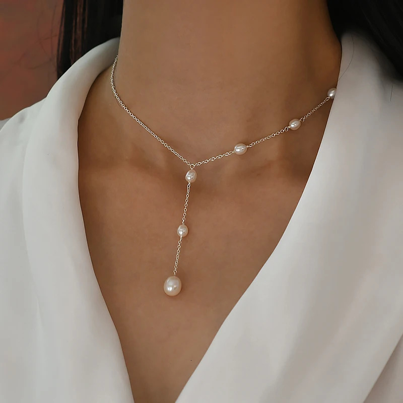 ASHIQI 925 Sterling Silver Natural Freshwater Pearl Pendant Necklace Fashion Jewelry for Girls 250222