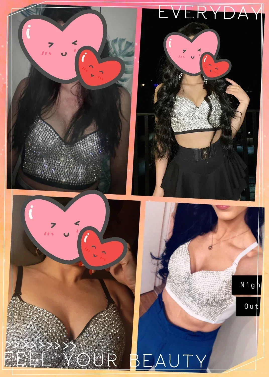 Womens vest top y sequin rhinestone pearl wedding push up bra womens stage cut tight corset y2k Blusas 250227