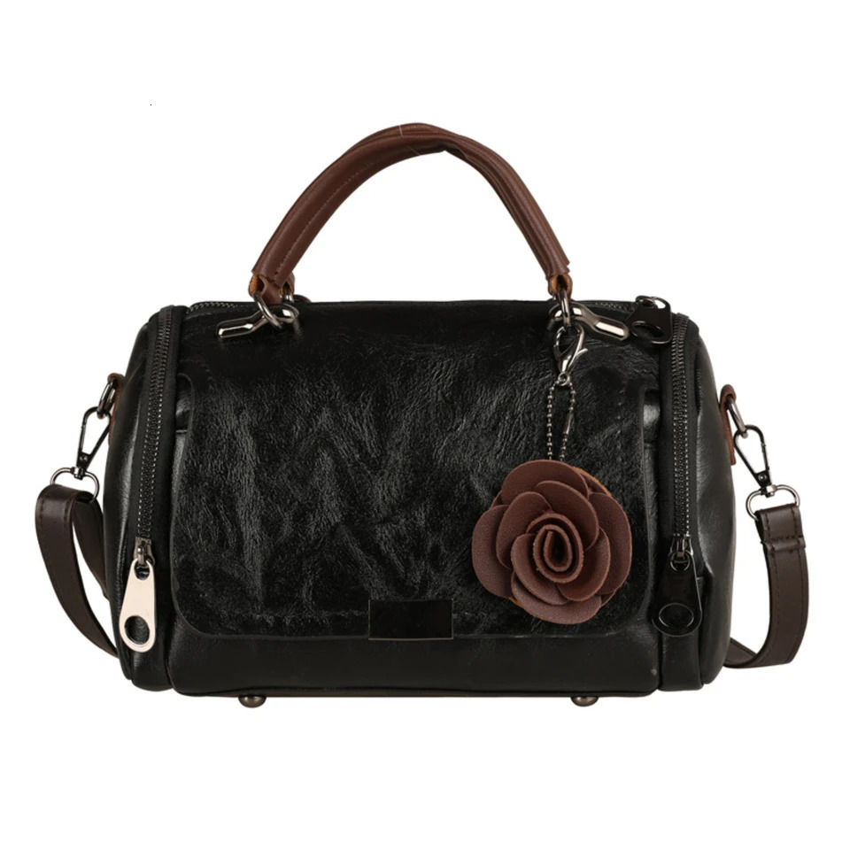 Ship from US Vintage Boston Flower Decor Crossbody Bag Portable Double Handle Pillow 250227FBB