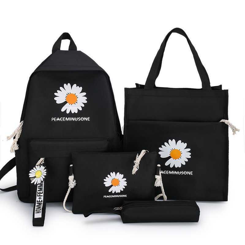 Junior High School Student Backpack Student Trend Large Capacity Four Piece Set Backpack Simple Backpack Lightweight For Girls Day Backpack Travel Bag