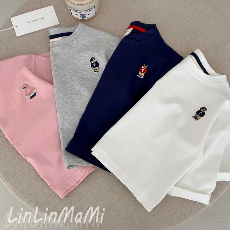 T-shirts 100% pure cotton childrens T-shirt 2025 Spring and Autumn Edition trendy childrens brand top teddy bear baby cartoon base shirt trendy styleY