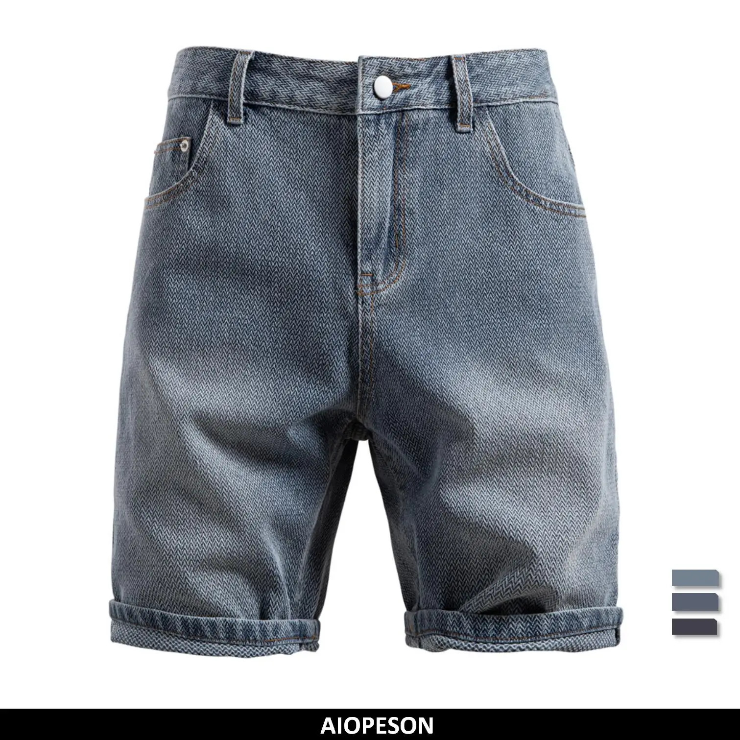 AIOPESON Summer Retro Casual Denim Shorts For Men Slim Fit Vintage Cotton Blend Comfortable Stylish Mens 250226