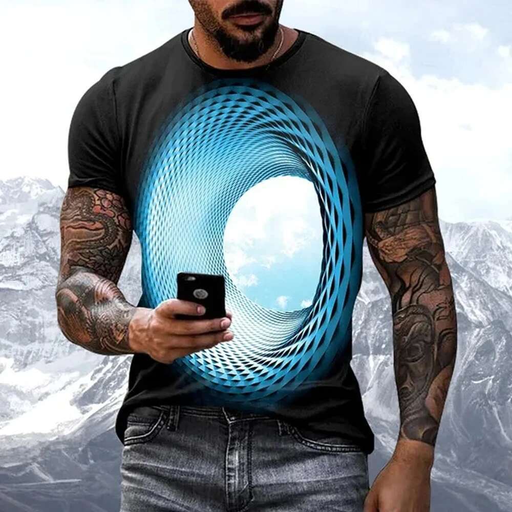 Fashion Personality Fun Sky Pattern Men's T-shirt Summer New Casual Designer 3D Vortex Print Comfortable And Breathable Men's Short Sleeved 