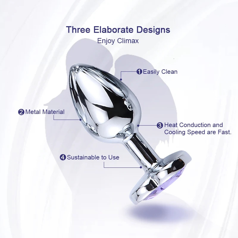 Anal Plug Heart 3 Sizes Stainless Steel Crystal Anal Plug Removable Butt Plug Stimulator Anal Sex Toys Prostate Massager Dildo 250227