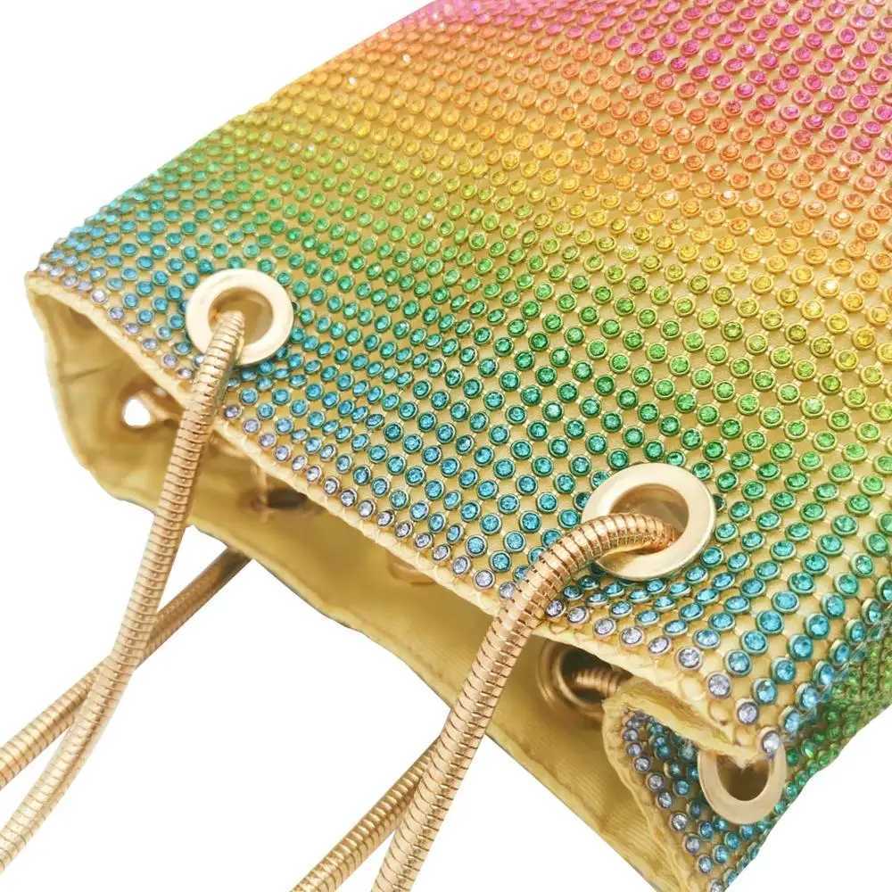New Arrival Boutique De FGG Rainbow Women Mini Chain Shoulder Purses and Handbags Crystal Clutch Evening Bags Rhinestone Party Crossbody Bag T250227