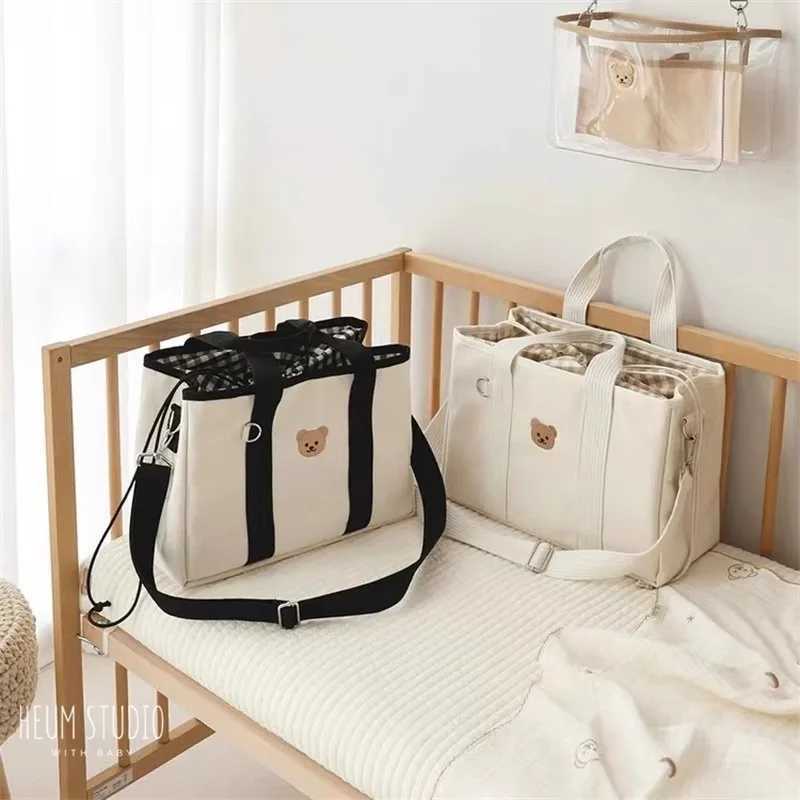 Diaper Bags Korean ins style cartoon cute bear mommy bag is for going out multi-functional portable shoulder bag storage bag mommy bag. Y250227IR83
