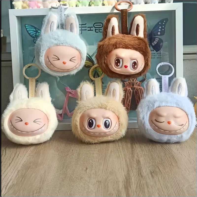 New hot selling anime Labubu in 2024 sitting on the second-generation small head model cute monster replicated keychain toy birthday gift Free shippin