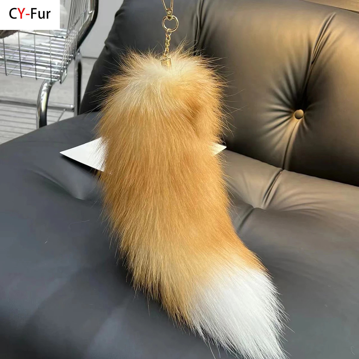 Fox Fur Tail Large Long Natural Fur tail Keychain Pendant Cosplay tail Cute Wolf Fox Tail Fur Car Keychains For Women 250227