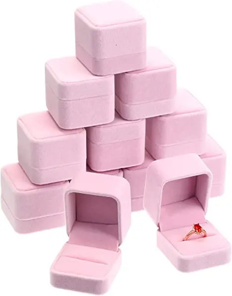 12PCS Square Velvet Ring Box Jewelry Case Storage Organizer Gift Packaging Box Portable Travel Wedding Wholesale 250222