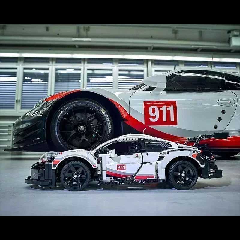 Light Remote Control Car, 1:12 Scale Electric Building Block Race Car Lights, 1580+ PCS DIY Assembly Model Kit, Compatible with Mor Brands, Ideal Gift
