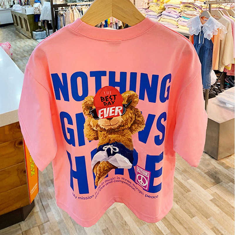T-shirts Cotton childrens cartoon printed short sleeved T-shirt summer dress boys stylish top summer baby half sleeved childrens clothingY2502276DWT