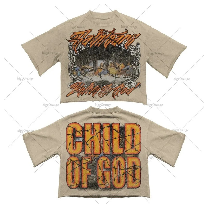 Y2K Gothic Harajuku Streetwear Tops Men Trendy Retro Letter Print Oversized T-shirt Punk Pure Cotton Casual Short Sleeves 250225