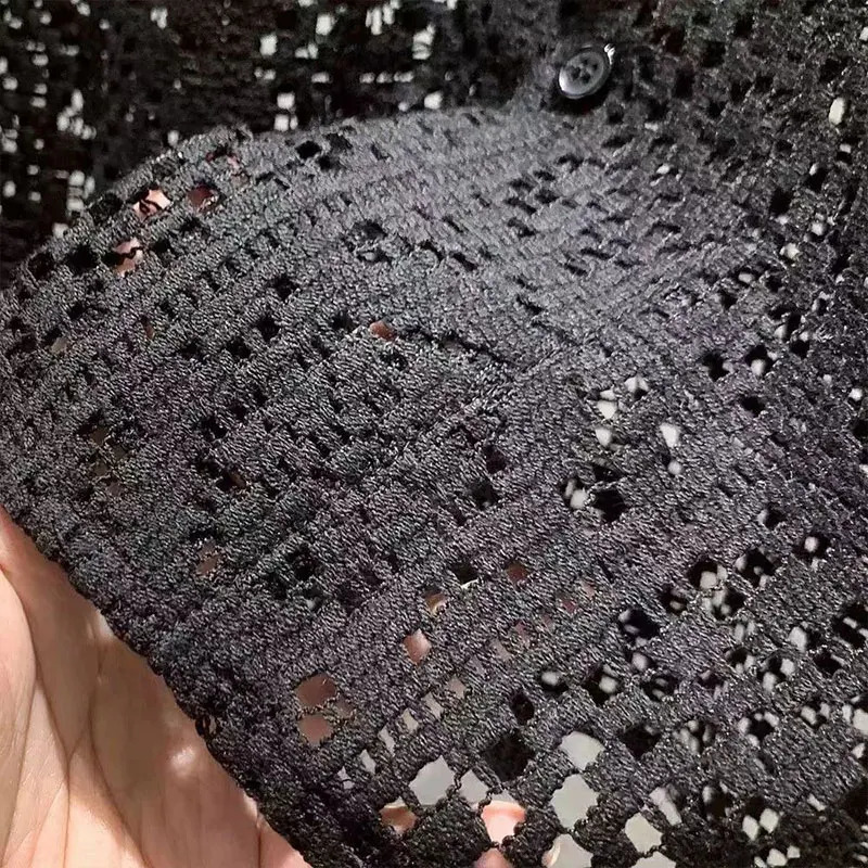 Elegant Fashion Harajuku Slim Fit Male Clothes Loose Casual Sport All Match Shirt Square Neck Hollow Out Button Pockets Blouse 250222