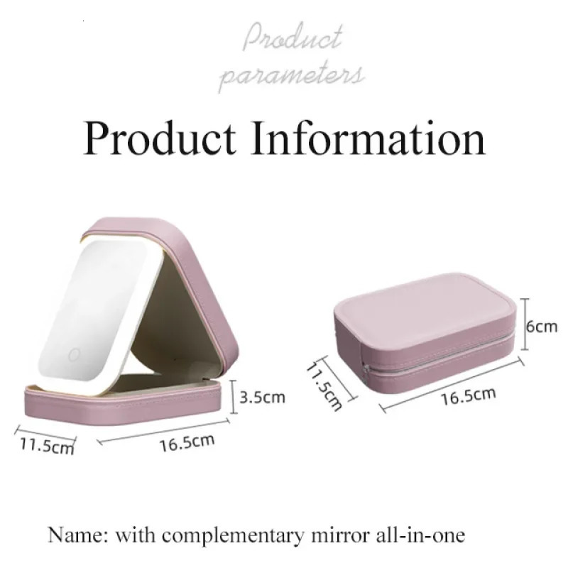 Ship from US LED Mirror Makeup Storage Box Cosmetics Fashion Portable Travel Bag Simple Case with for Woman 250227FBB