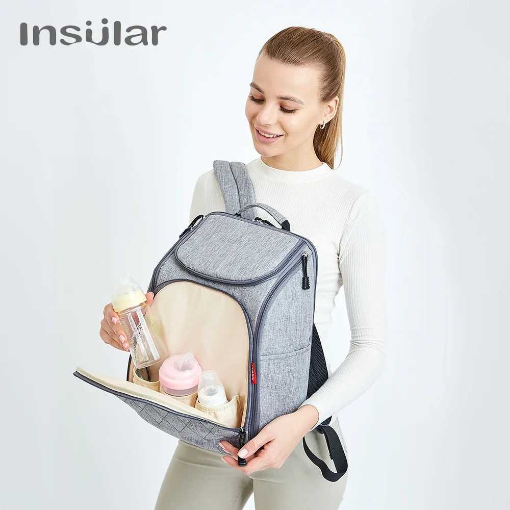 Diaper Bags Insular Baby Diaper Backpack Mother Tote Bag Baby Nappy Changing Bags Large Capacity Maternity Mummy Baby Travel Stroller Bags Y250227W1E2