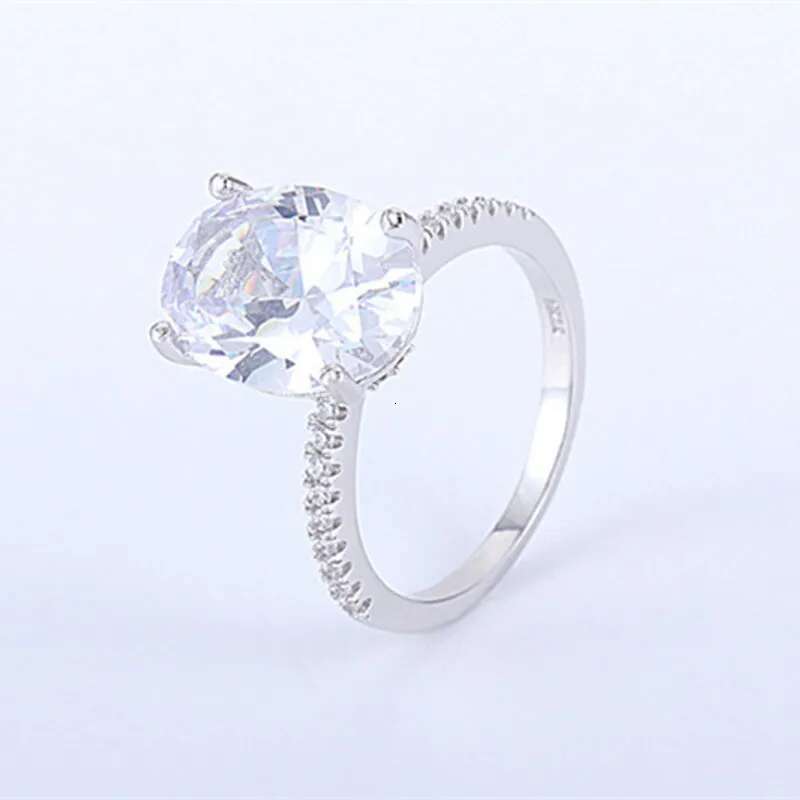 Solitaire Lovers ring Sterg sier Oval 5ct Cubic Zirconia Party Wedding Band Rings for women Engagement Finger Jewelry