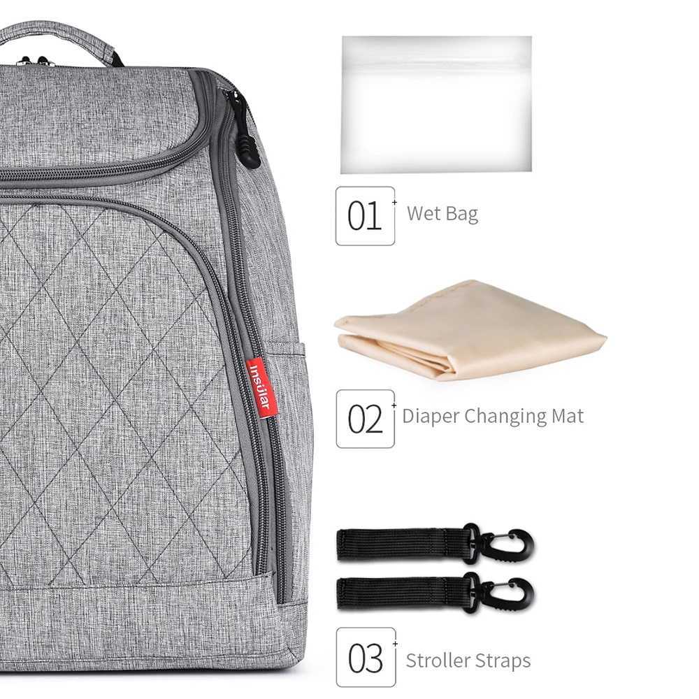 Diaper Bags INSULAR Mother Tote Bag Baby Nappy Changing Bags Large Capacity Maternity Mummy Diaper Backpack Baby Stroller Bag Y2502276HIP