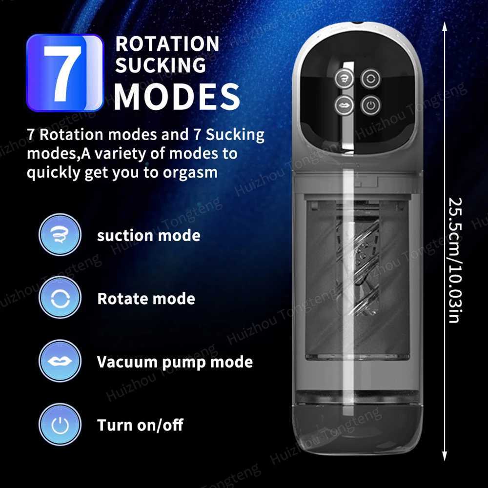 Automatic Male Masturbator Cup 7 Sucking Rotating Licking Modes Pocket Pussy Stroker Blowjob Penis Pump Sex Toys For MenXJ250227
