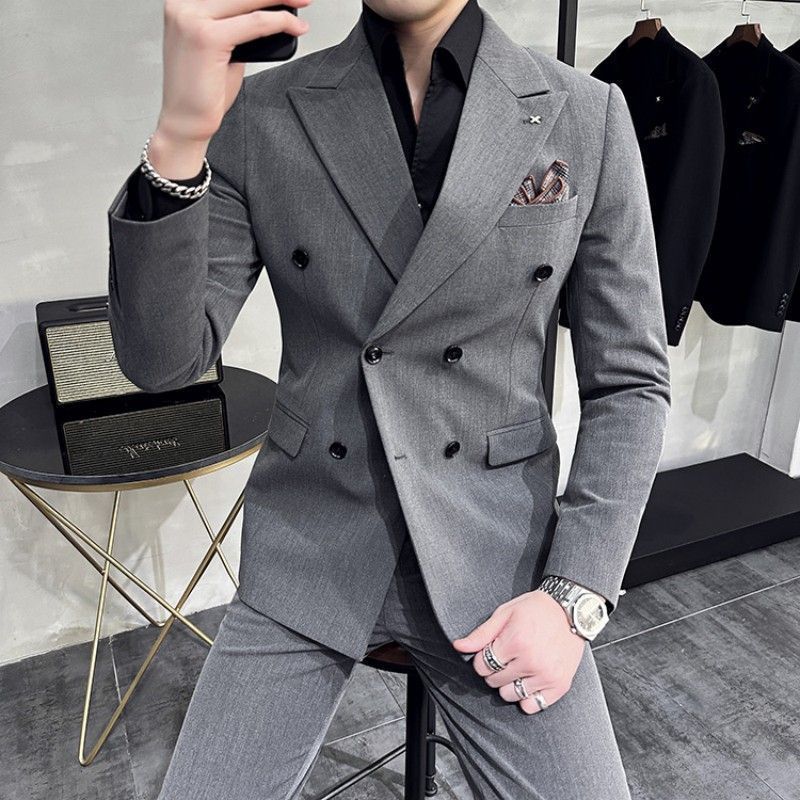 P227Stylish Groom and Best Man Wedding Attire Slim Fit Office Wear Suits