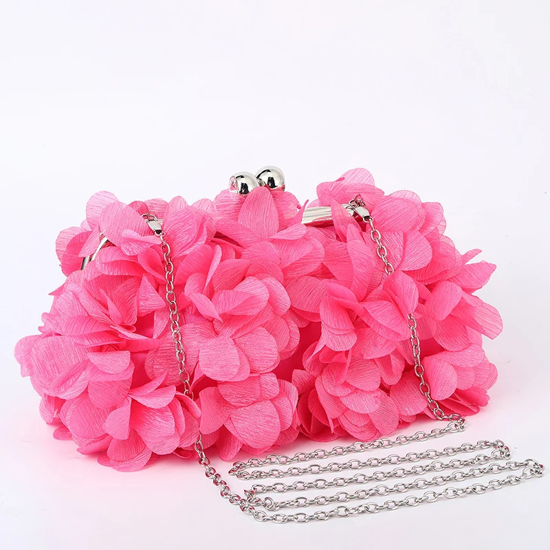Flower Dinner Purse ner Floral Chain Crossbody Bride Handbag Clutches Woman Petal Evening Party Clutch Wedding Dress Bag 250226