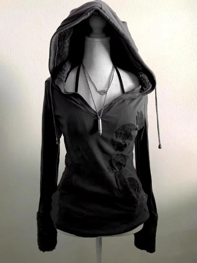 American Style Casual Fashion Womens Pullovers Hoodie Retro Aesthetic Trend Sweatshirts Y2k Hip Hop Sportswear Hoodies 250226