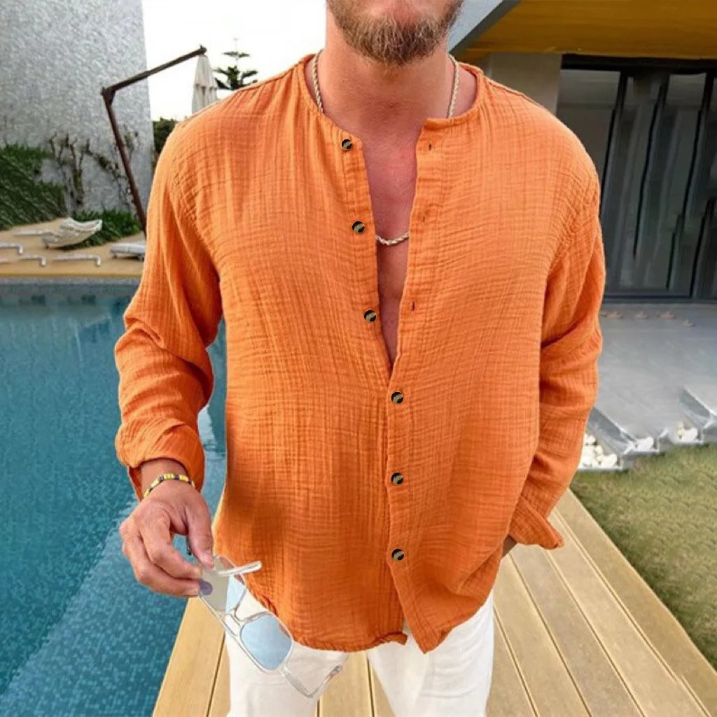 Selling Simple and Comfortable Pure Cotton Shirt in Europe and America Mens Fashionable and Casual Loose Shirt 250224