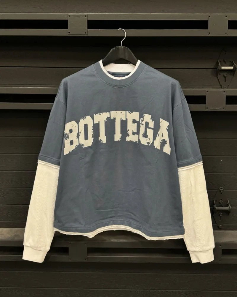 American High Street Trendy Retro Splicing Longsleeved Men Y2k Letter Print Fashion Loose Cotton Round Neck Tshirt Women 250226
