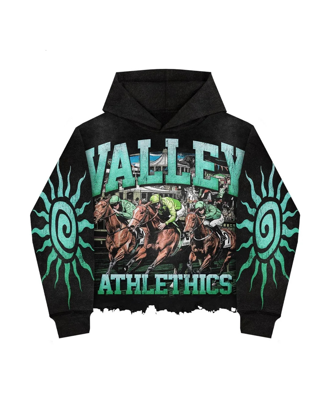 Harajuku Y2k Tops Horse Racing Print Clothing Hoodies Women Streetwear Sweatshirts Oversized Hoodie Tracksuit Men 250227