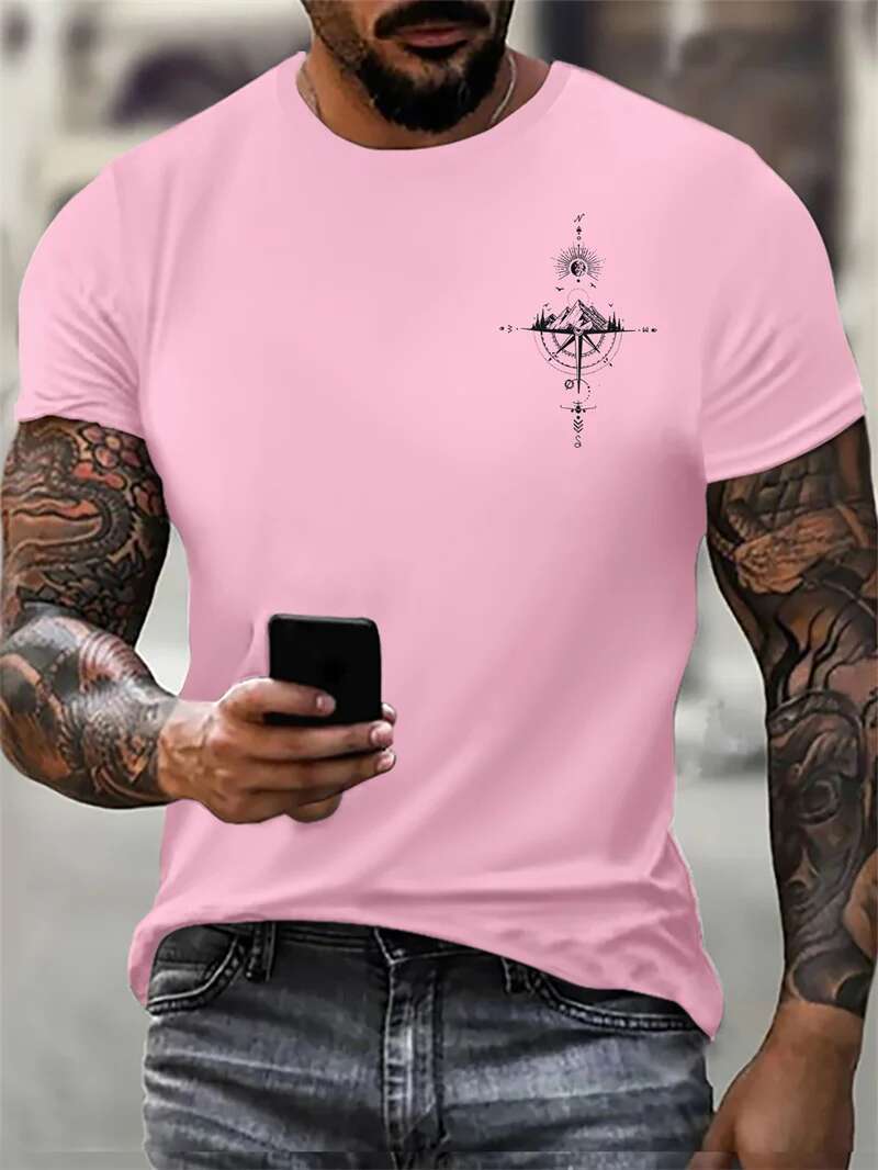 Men's Fashion Retro T-shirt Summer New Designer Short Sleeved 3D Printed Outdoor Sports Casual Comfortable Breathable Top Plus Size Round Neck St