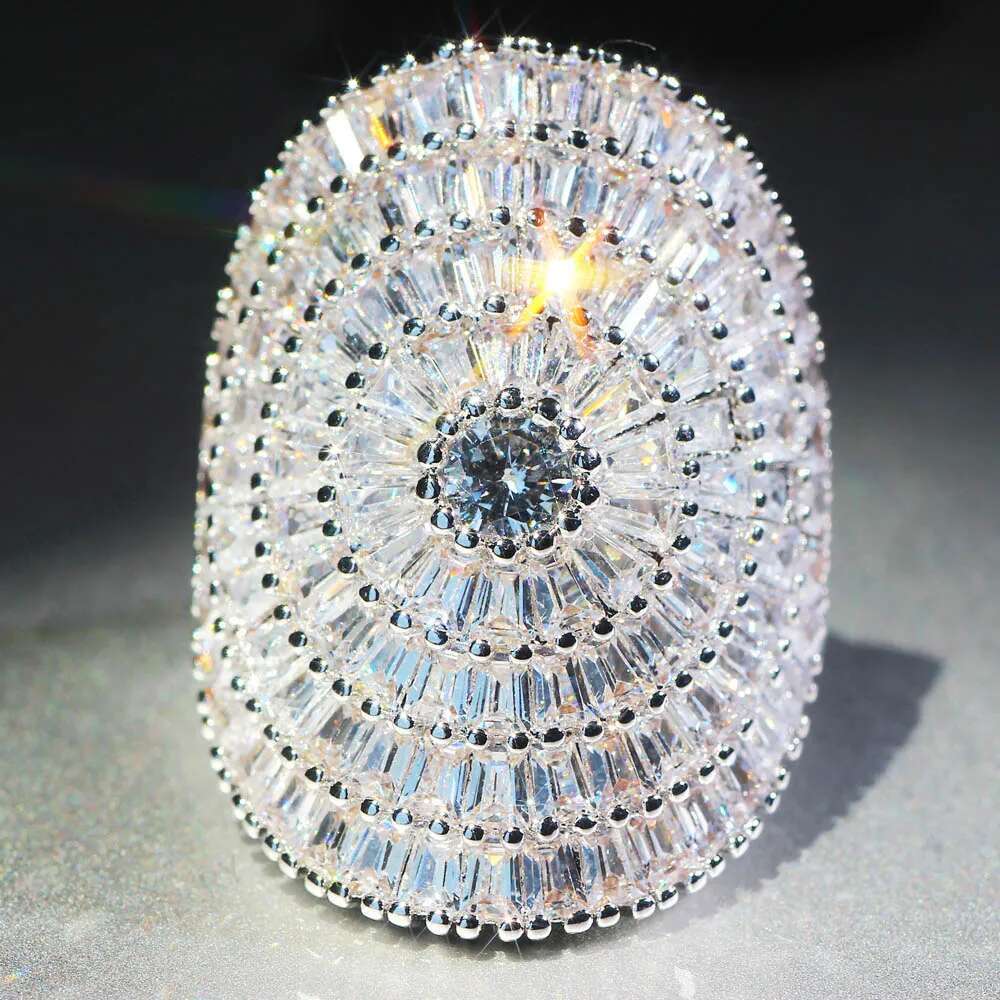 YaYI Jewelry Fashion Complex Design 100% Natural Zircon Moissanite Gemstones Sier Color Engagement Wedding Party Copper Rings