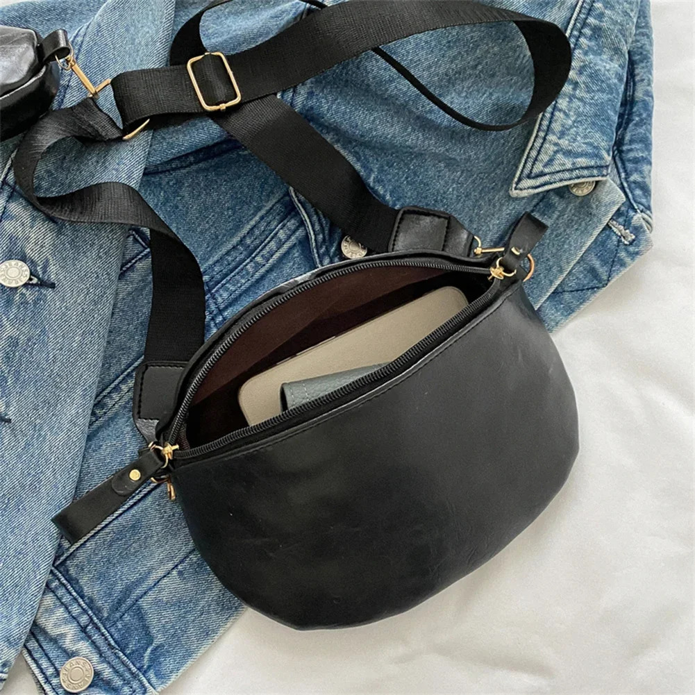 Ship from US Womens Chest Bag y PU Leather Waist Fashion Female Shoulder Crossbody Bags Outdoor Half Moon Belt Fanny Pack For Women 250227FBB