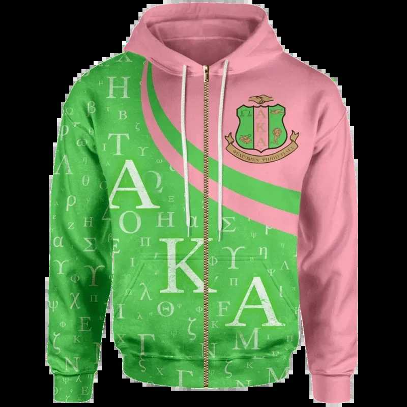 AKA 1908 Sorority Pullover Zip Up Hoodies For Women 3d Printed Casual Oversized Personity Anniversary Sweatshirts Womens Coat X250227 L251018NTK6