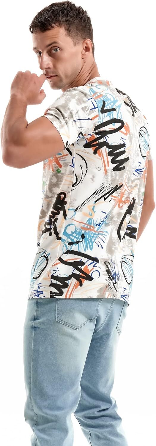 Mens T shirt Mens Hipster Hip Hop Short Sleeve Print T-Shirt Shirts Men tee Casual tops summer clothes colorful