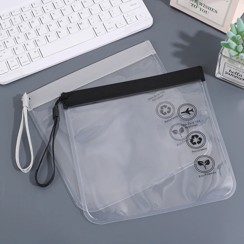 Ship from US Transparent TSA approved toilet bag portable travel essentials flight makeup liquid leak proof resealable EVA 250227FBB