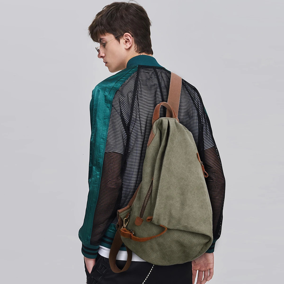 Ship from US KL928 Canvas Retro Backpack Large Leisure Day Bag Outdoor Travel 250227FBB