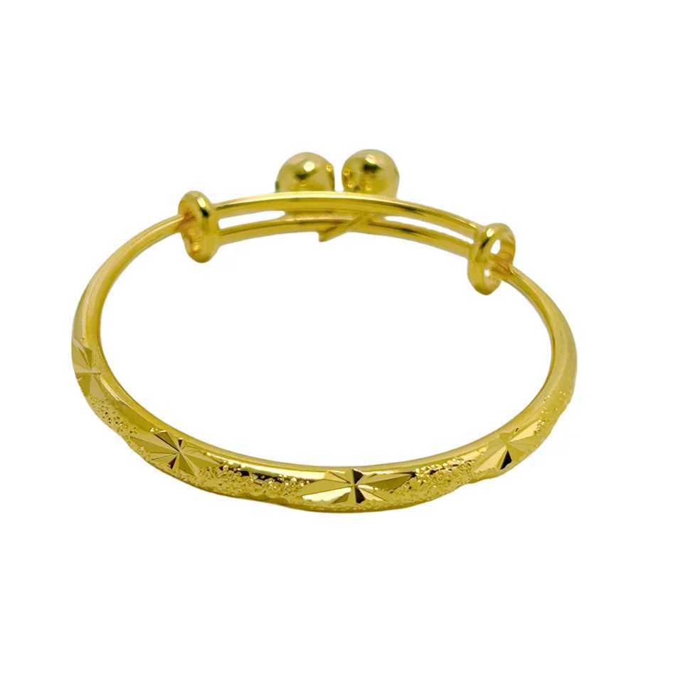Stainl Steel Bell Bangles for Kids Girls Gold Color Rain Star Smooth Bracelets Size Adjustable Babies Jewelry Accories W250227