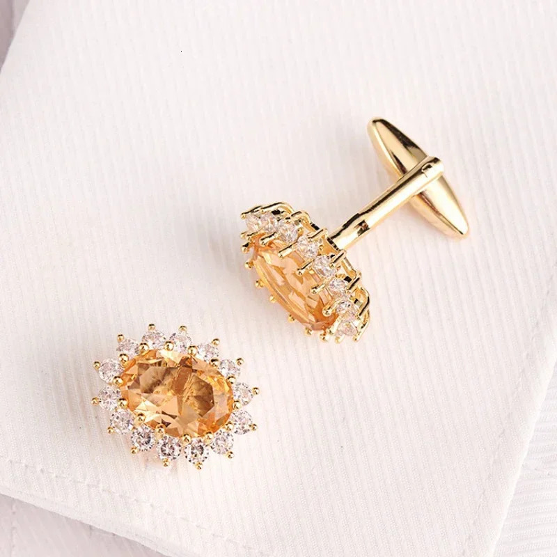 Mens Rhinestone Crystal Cufflinks French Shirt Cuff Links Men Business Banquet Cocktail Party Wedding Anniversary Gifts 250227
